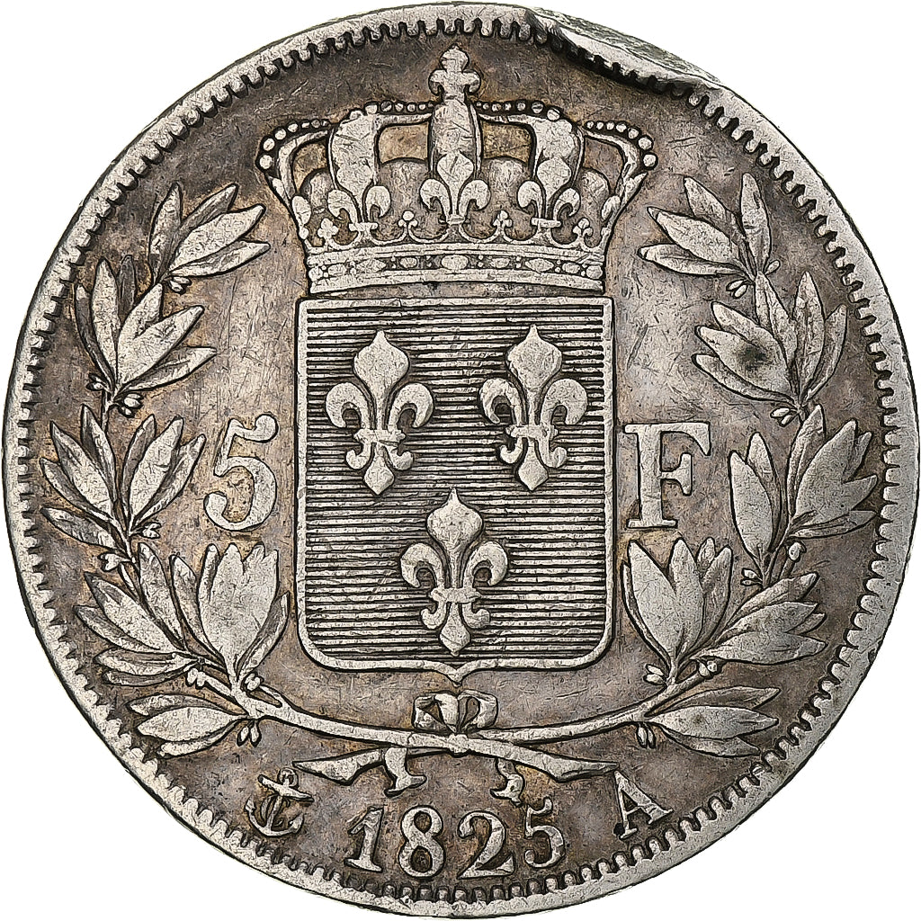France, Charles X, 5 Francs, 1825, Paris, Silver, VF(30-35), Gadoury:643
