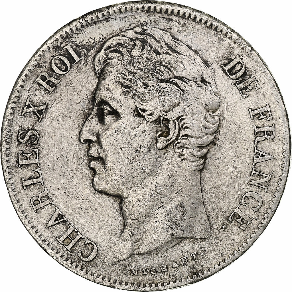 Francia, Charles X, 5 Francs, 1827, Paris, Argento, MB+, Gadoury:644, KM:728.1