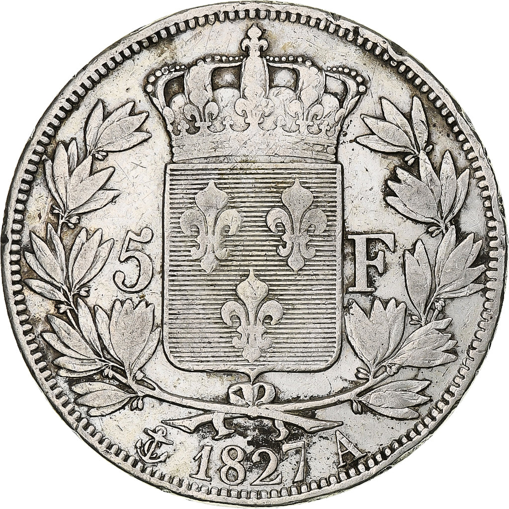 Frankrijk, Louis-Philippe, 5 Francs, 1827, Paris, Zilver, FR+, Gadoury:644