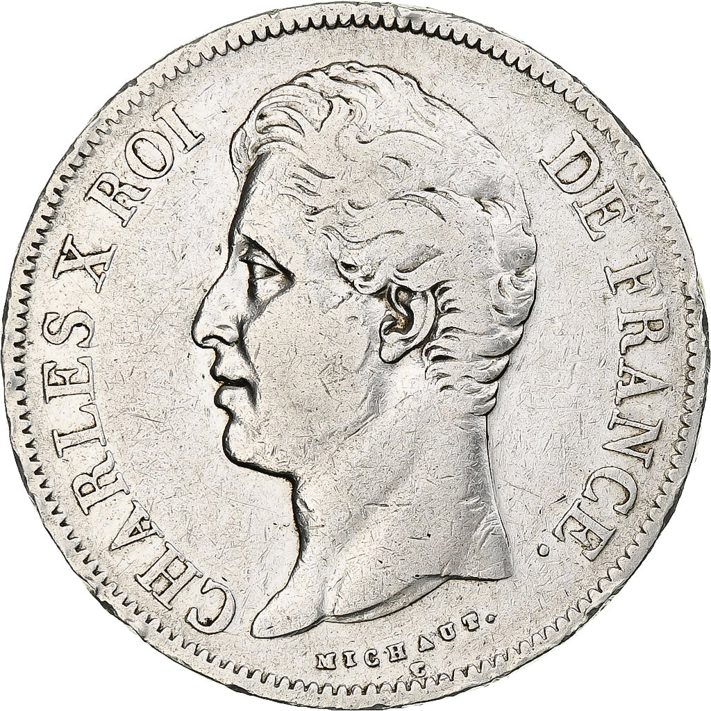 Francia, Louis-Philippe, 5 Francs, 1827, Rouen, Argento, MB+, Gadoury:644