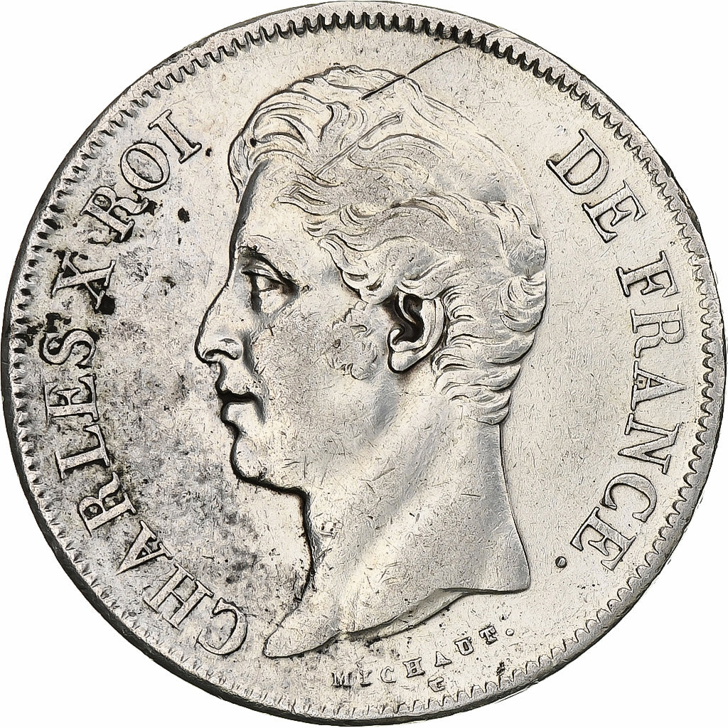France, Charles X, 5 Francs, 1828, Toulouse, Silver, EF(40-45), Gadoury:644