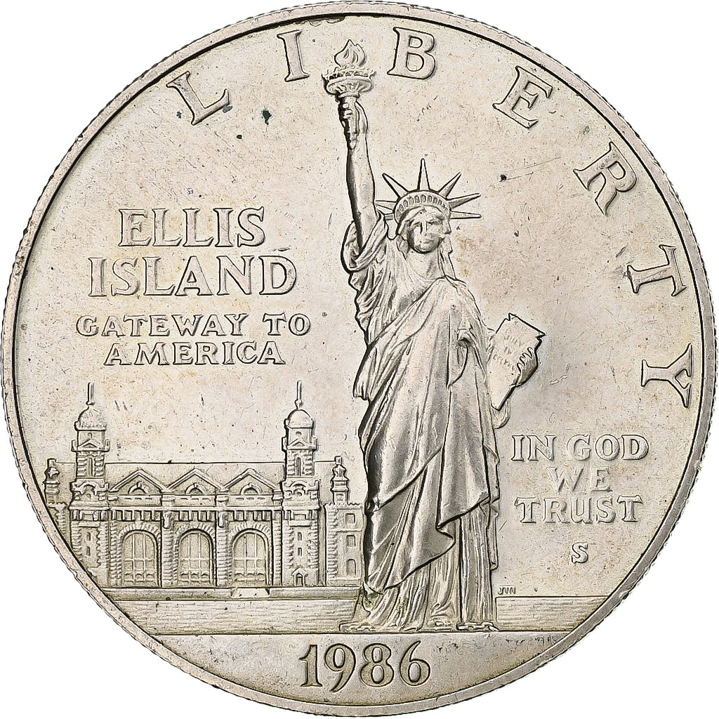 États-Unis, Dollar, Liberty - Ellis island, 1986, San Francisco, Argent, SUP
