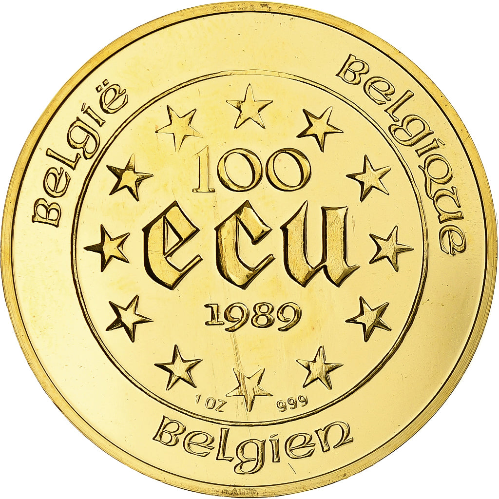 Belgium, 100 Écu, 1 Oz, Marie-Thérèse, 1989, Gold, Proof, MS(64)