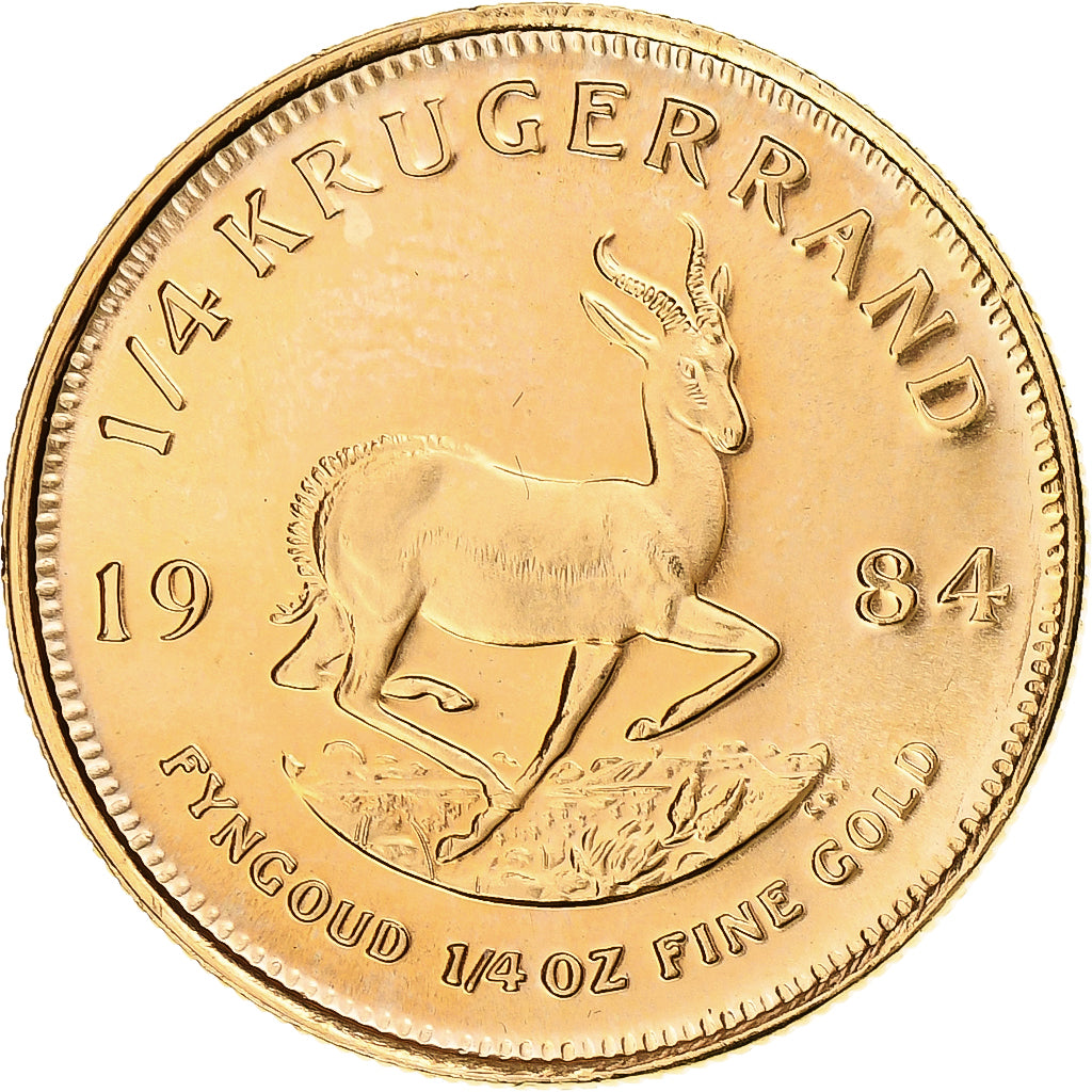 Południowa Afryka, 1/4 Krugerrand, 1984, Pretoria, Złoto, MS(63), KM:106