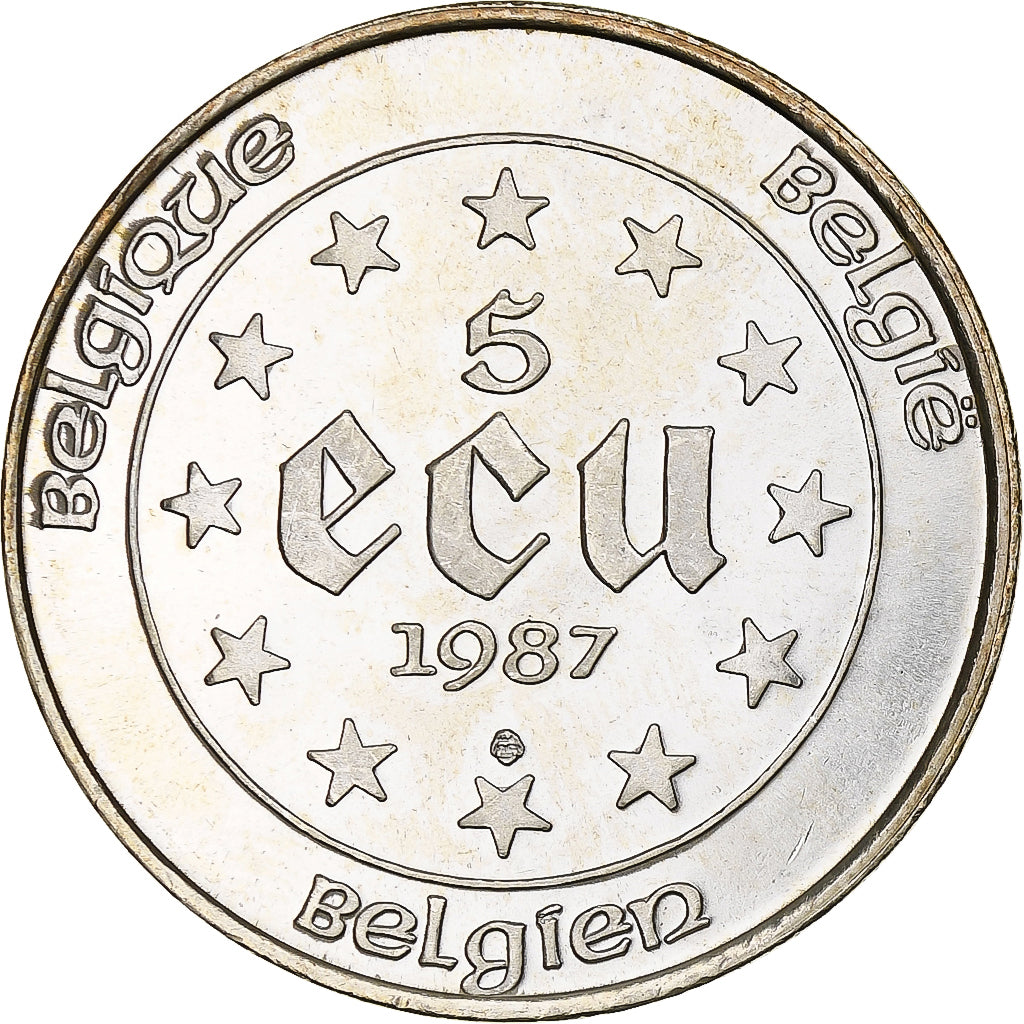 Belgium, 5 Ecu, Charles Quint, 1987, Silver, Proof, MS(63)