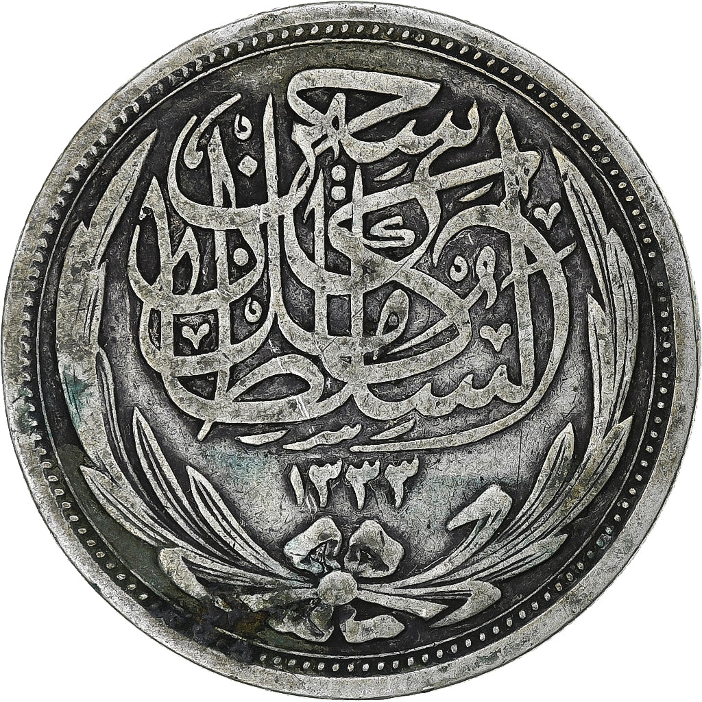 Egypt, Hussein Kamil, 10 Piastres, 1917, Bombay, Silver, EF(40-45), KM:319