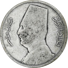 Egipto, Fuad I, 10 Piastres, AH 1348/1929, Plata, BC+, KM:350