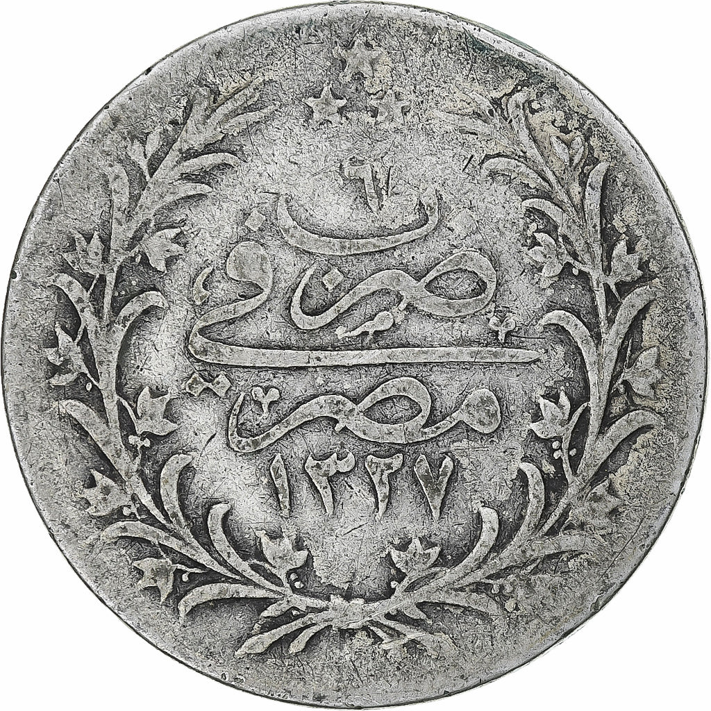 Égypte, Muhammad V, 10 Qirsh, AH 1327/6/1913, Heaton, Argent, TB, KM:309
