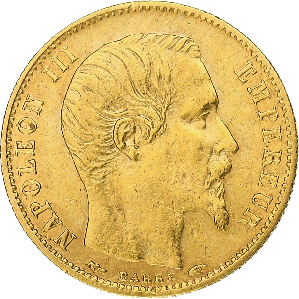 Francia, Napoleon III, 5 Francs, 1854, Paris, Petit module, Oro, BB