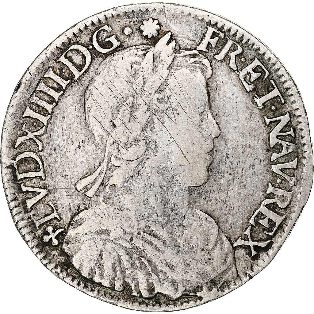 France, Louis XIV, 1/2 Écu à la mèche longue, 1652, Angers, Argent, TB+