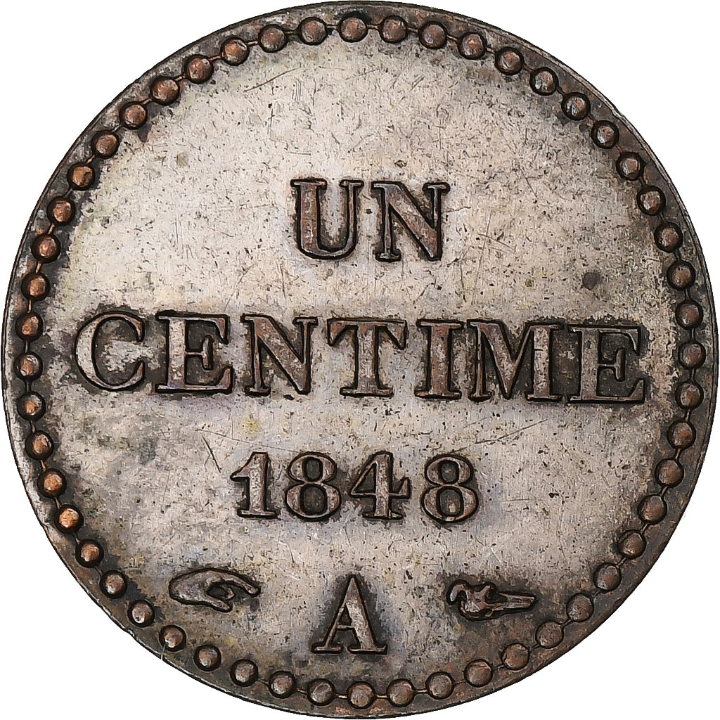 Frankreich, Centime, Dupré, 1848, Paris, Silver Plated Copper, VZ, Gadoury:84