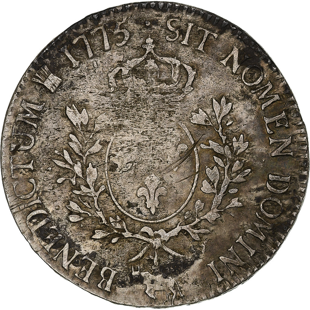 France, Louis XVI, Écu de Béarn aux branches d'olivier, 1775, Pau, Argent
