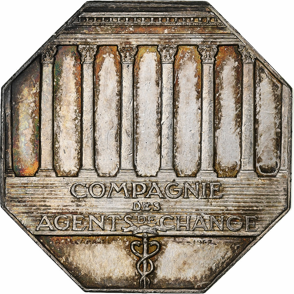 France, Token, Compagnie des agents de change, 1967, Silver, Belmondo/Delamarre