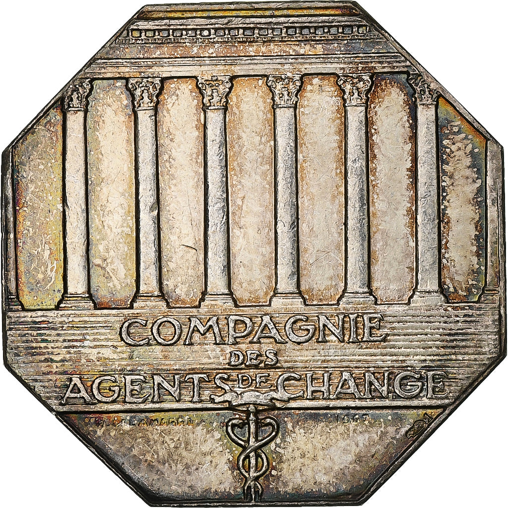 France, Token, Compagnie des agents de change, 1967, Silver, Belmondo/Delamarre