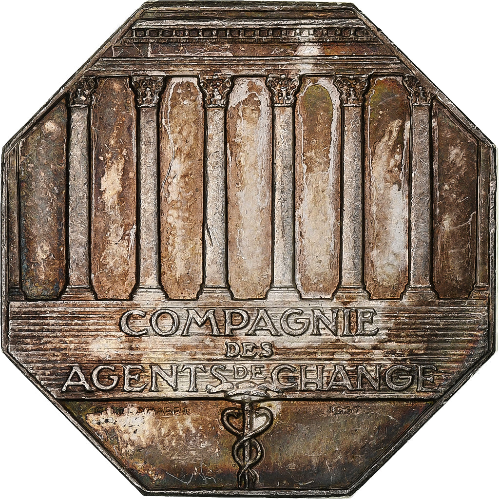 France, Token, Compagnie des agents de change, 1967, Silver, Belmondo/Delamarre