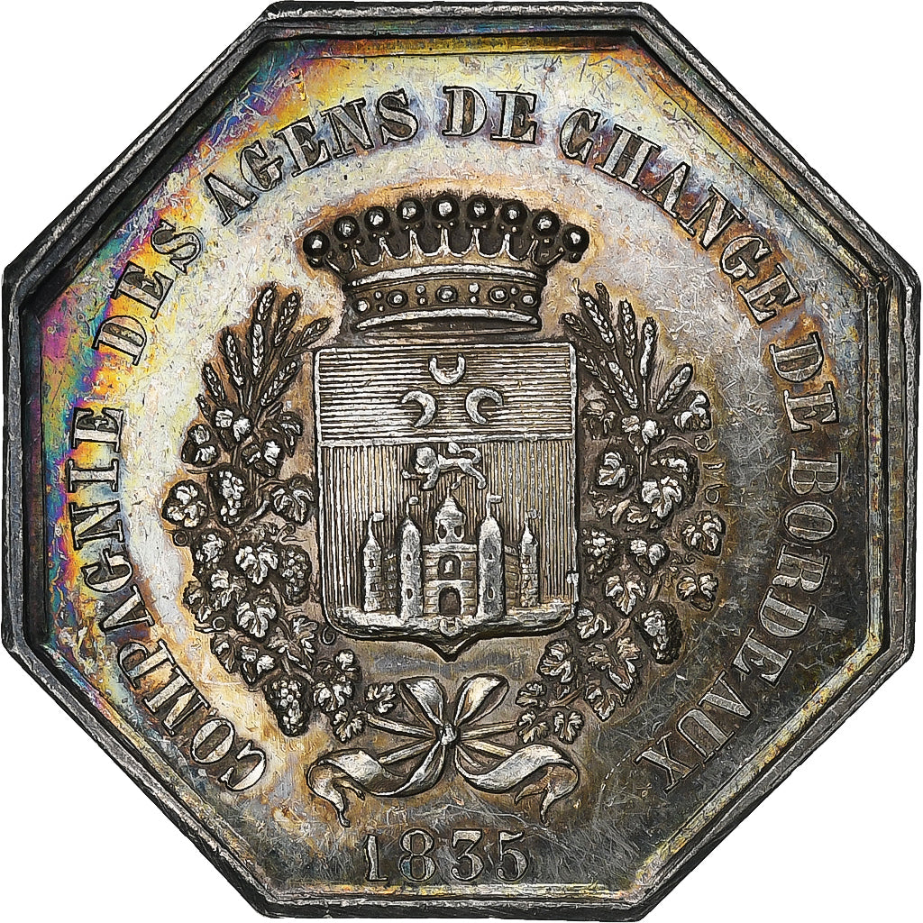 Francia, zeton, Compagnie des Agents de Change de Bordeaux, 1835, Plata