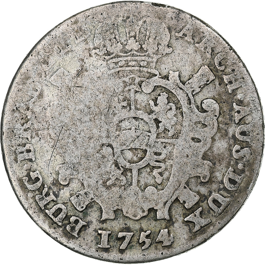 NIDERLANDY AUSTRIACKIE, Maria Theresa, Escalin, 1754, Anvers, Srebro, VF(20-25)