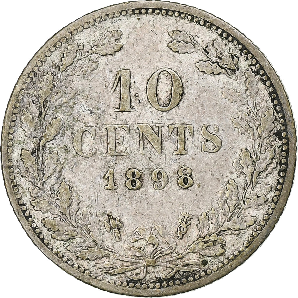 Paesi Bassi, Wilhelmina I, 10 Cents, 1898, Utrecht, Argento, MB