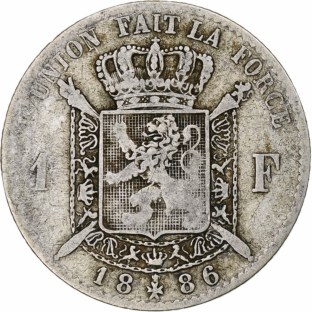 Belgien, Leopold II, Franc, 1886, Brussels, Silber, S, KM:28