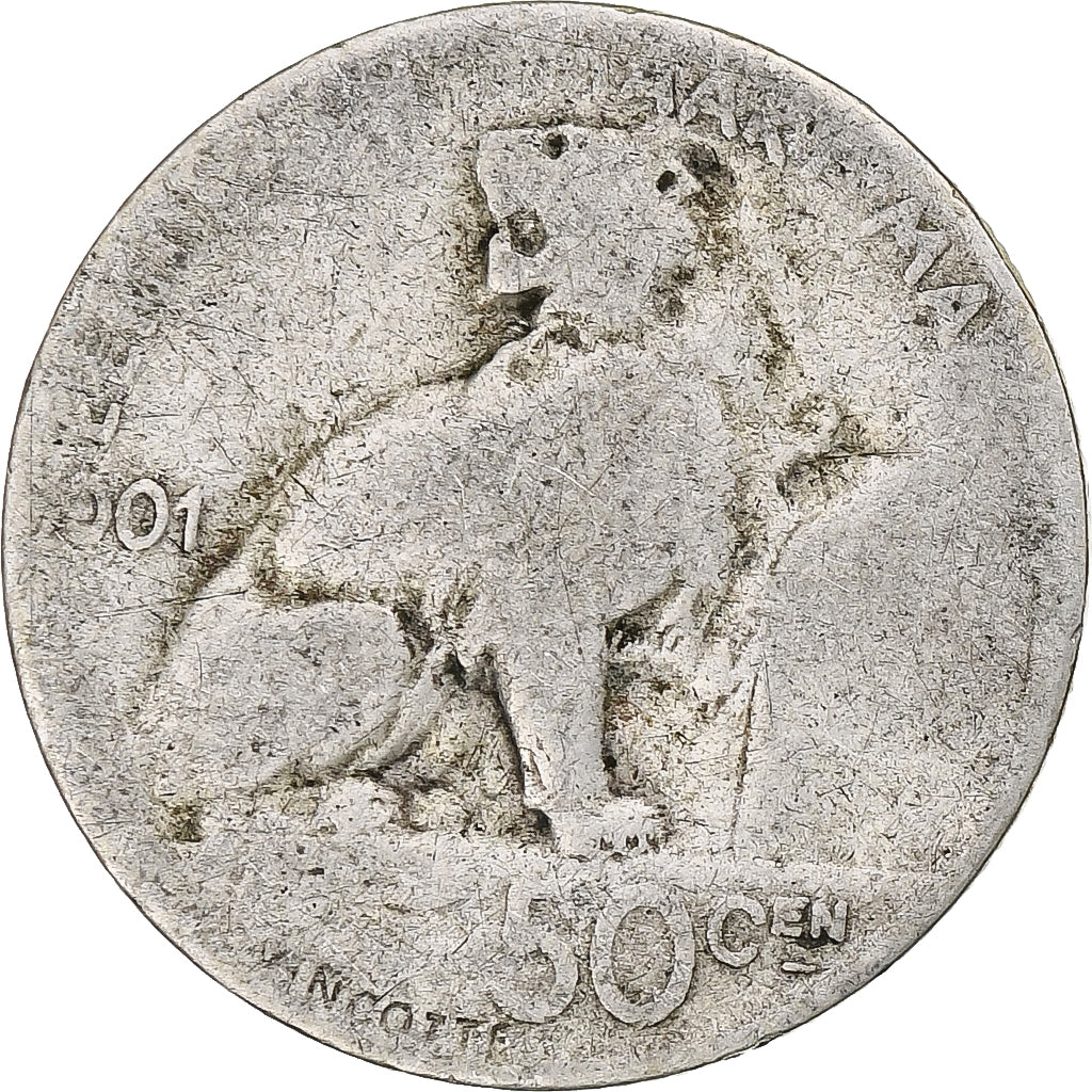Belgio, Leopold II, 50 Centimes, 1901, Brussels, Argento, B+, KM:51