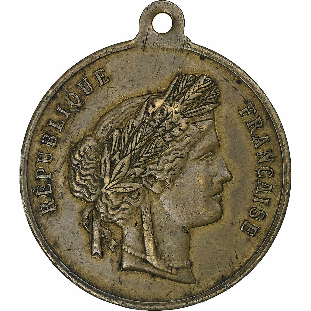 Francia, medalla, Fête Nationale, 1880, Latón, MBC+