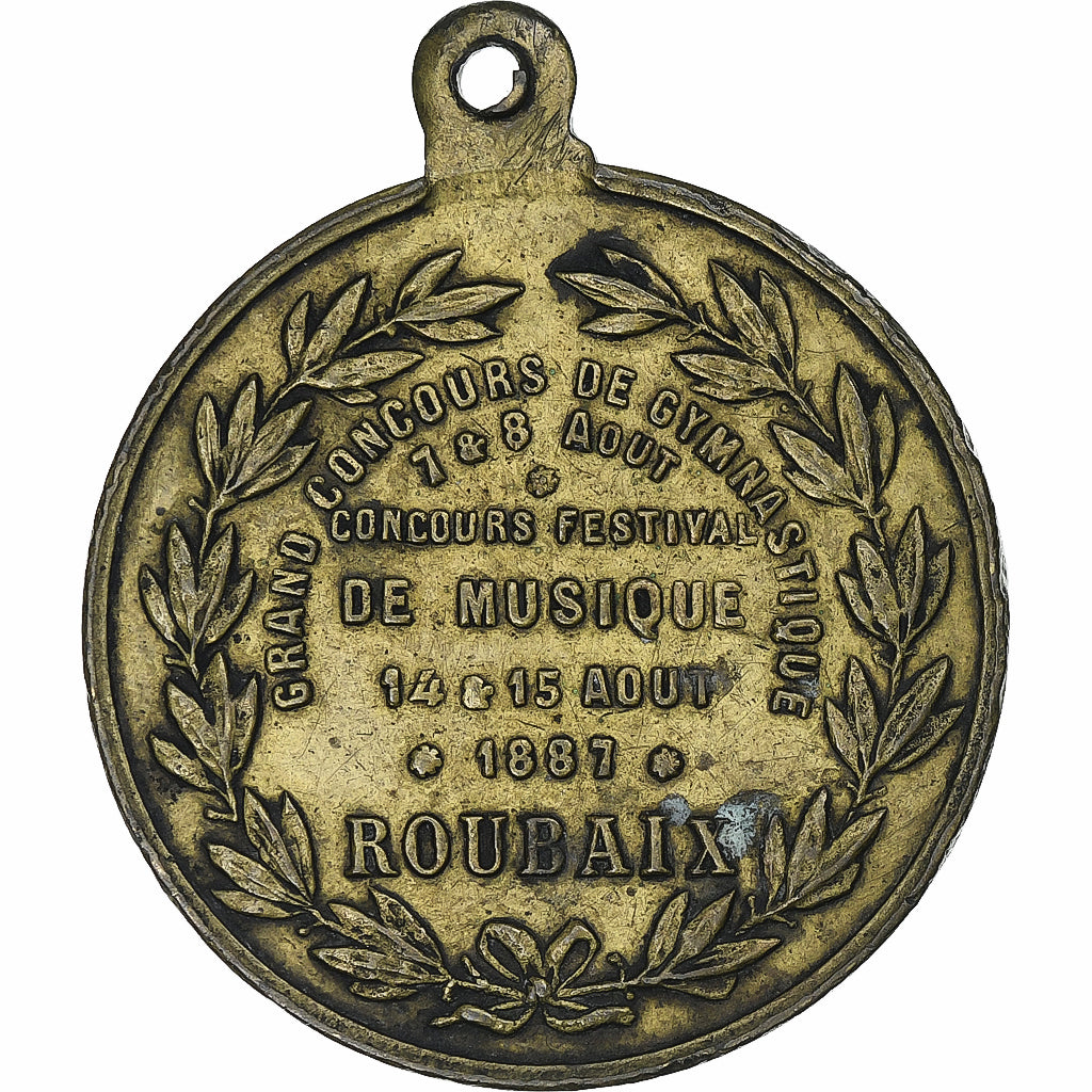 Francia, medalla, Concours de gymnastique de Roubaix, 1887, Latón, Vieuxmaire
