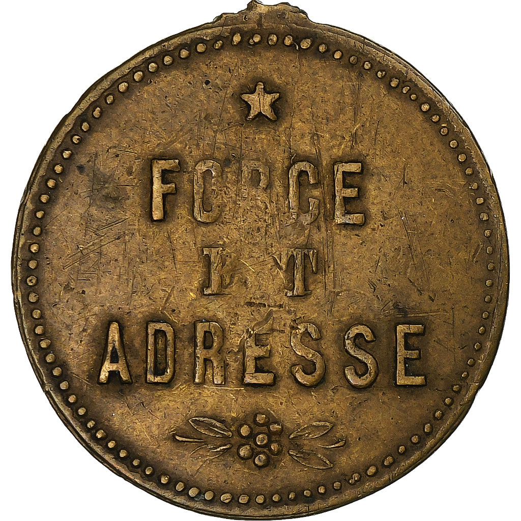 Francia, medalla, Honneur/Force et adresse, Latón, Broken, BC+