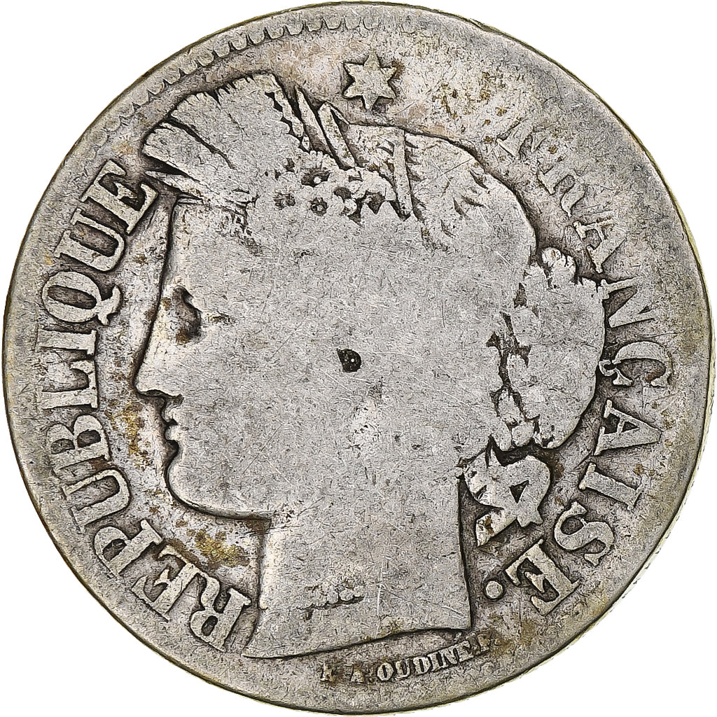 Francia, 2 Francs, Cérès, 1871, Bordeaux, Argento, MB, Gadoury:529