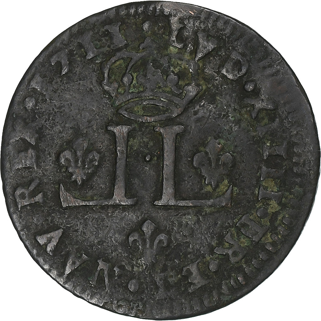 Francia, Louis XIV, XXX Deniers aux 2 L couronnés, 1711, Lyon, Vellón, BC+
