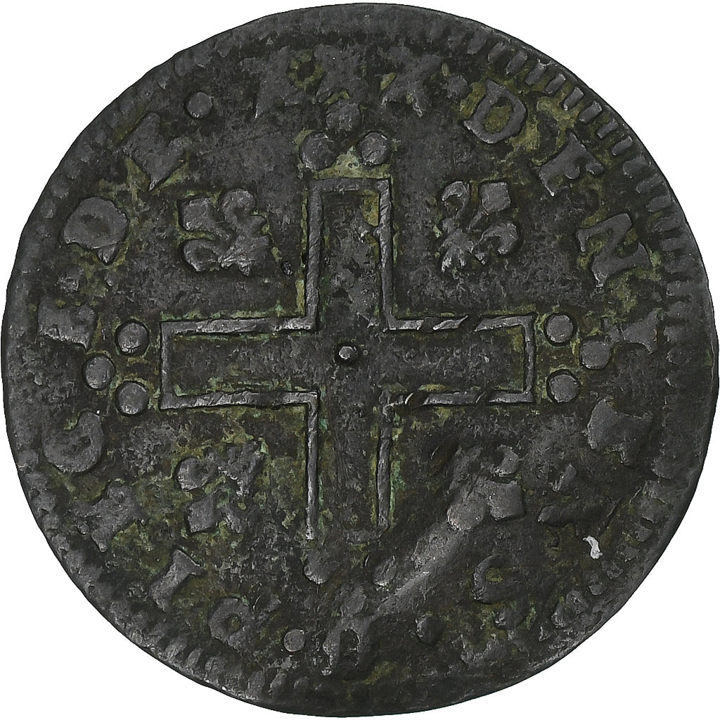 Francia, Louis XIV, XXX Deniers aux 2 L couronnés, 1711, Lyon, Vellón, BC+