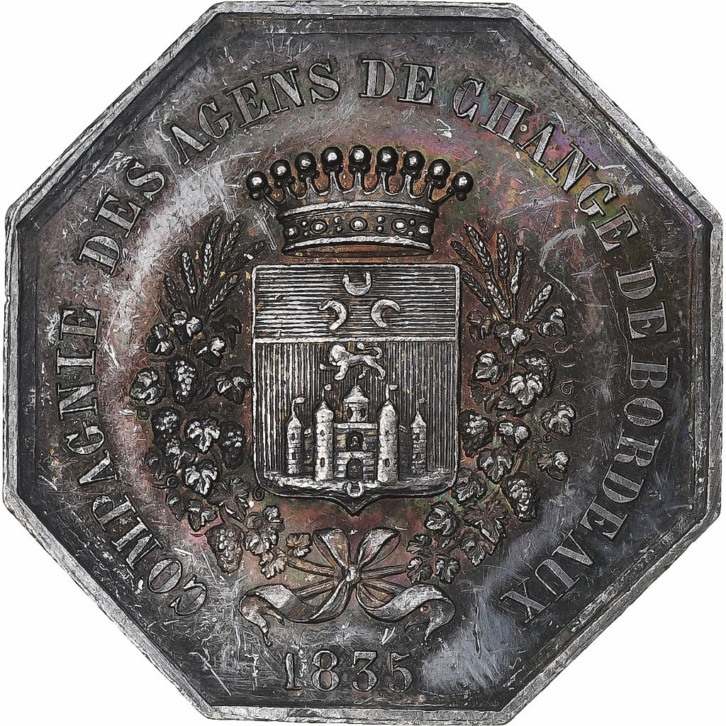 Francia, zeton, Compagnie des Agents de Change de Bordeaux, 1835, Plata