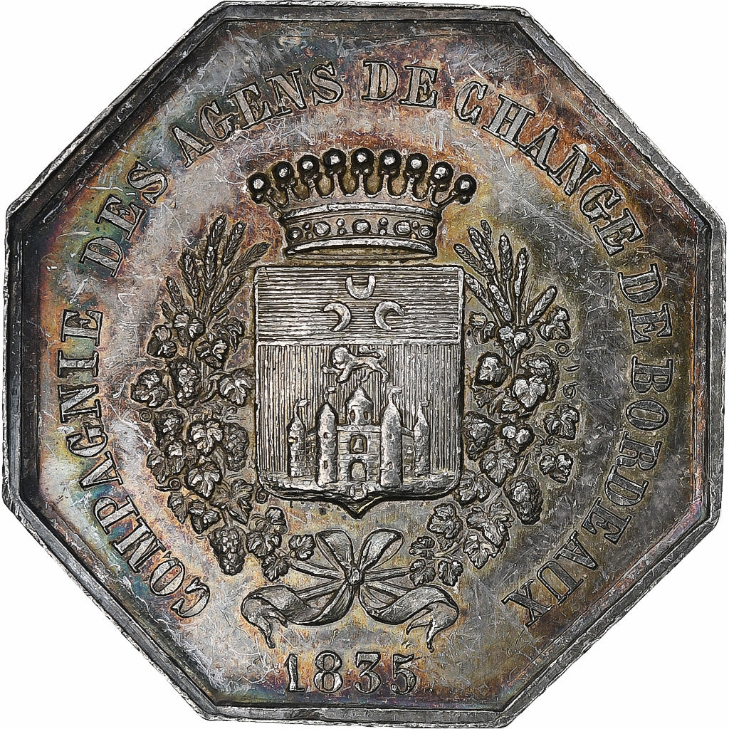 Francia, zeton, Compagnie des Agents de Change de Bordeaux, 1835, Plata