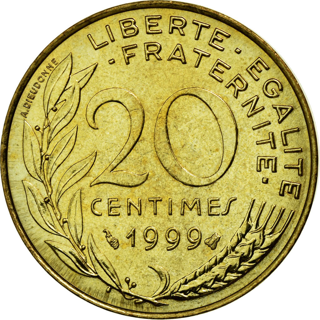 Coin, France, Marianne, 20 Centimes, 1999, Paris, MS(65-70), Aluminum-Bronze