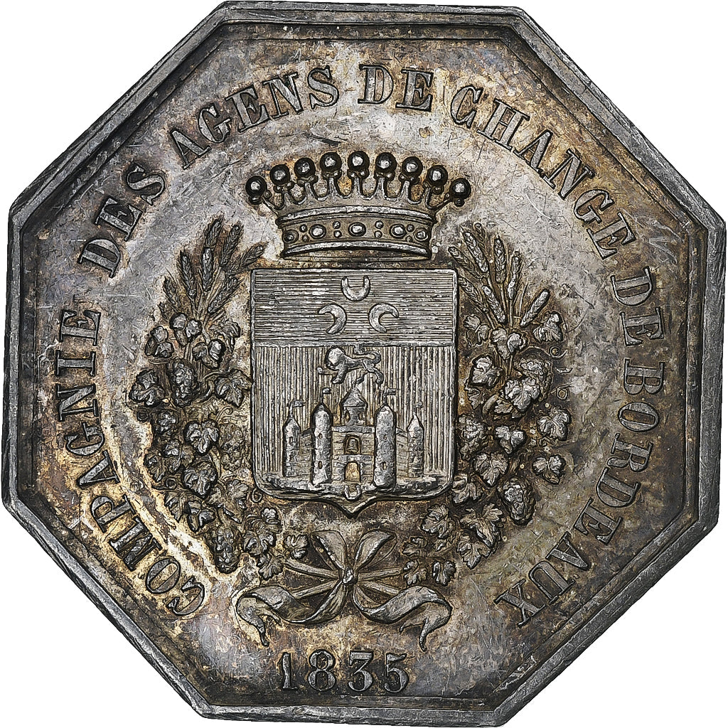 Francia, zeton, Compagnie des Agents de Change de Bordeaux, 1835, Plata