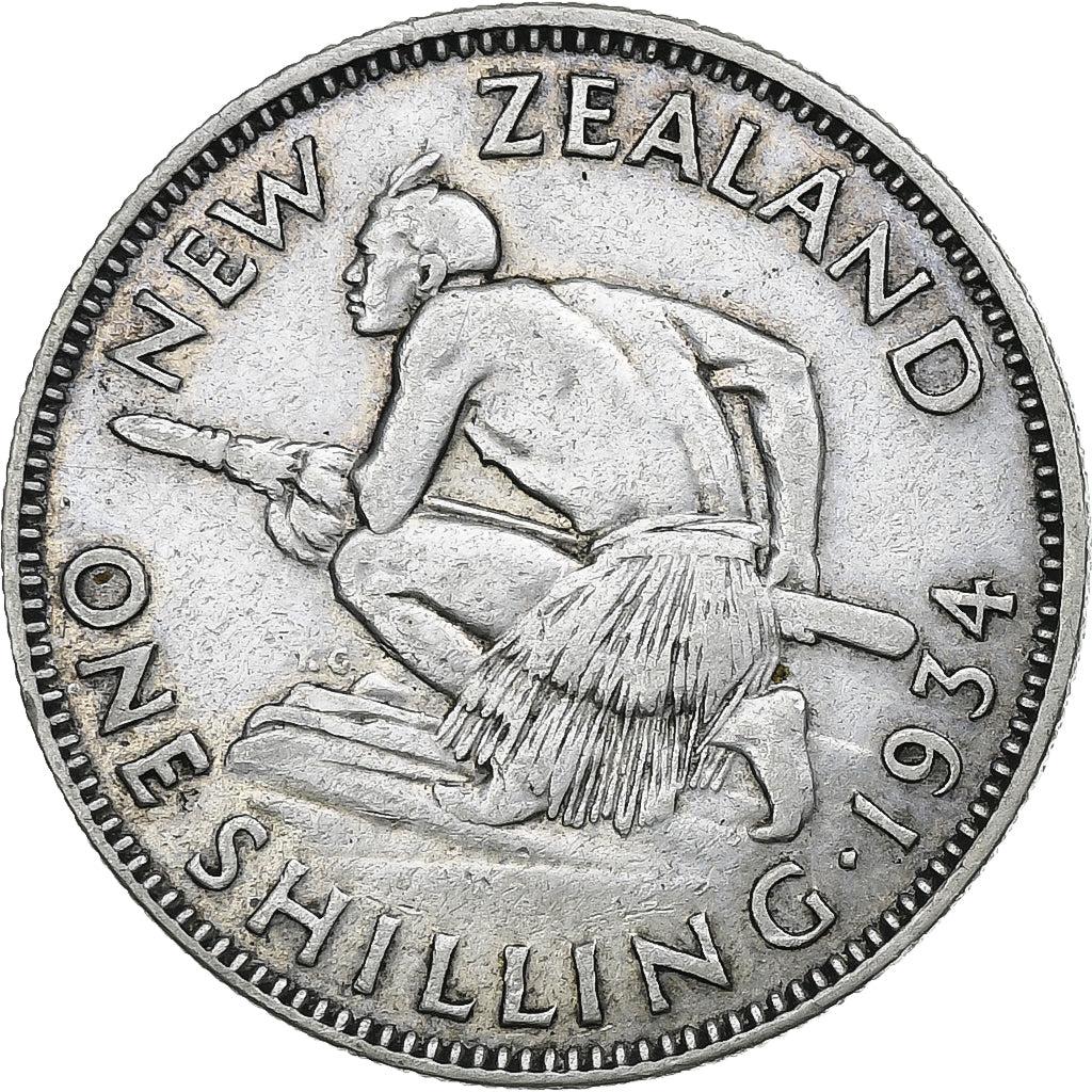 Nova Zelândia, George V, Shilling, 1934, London, Prata, EF(40-45), KM:3
