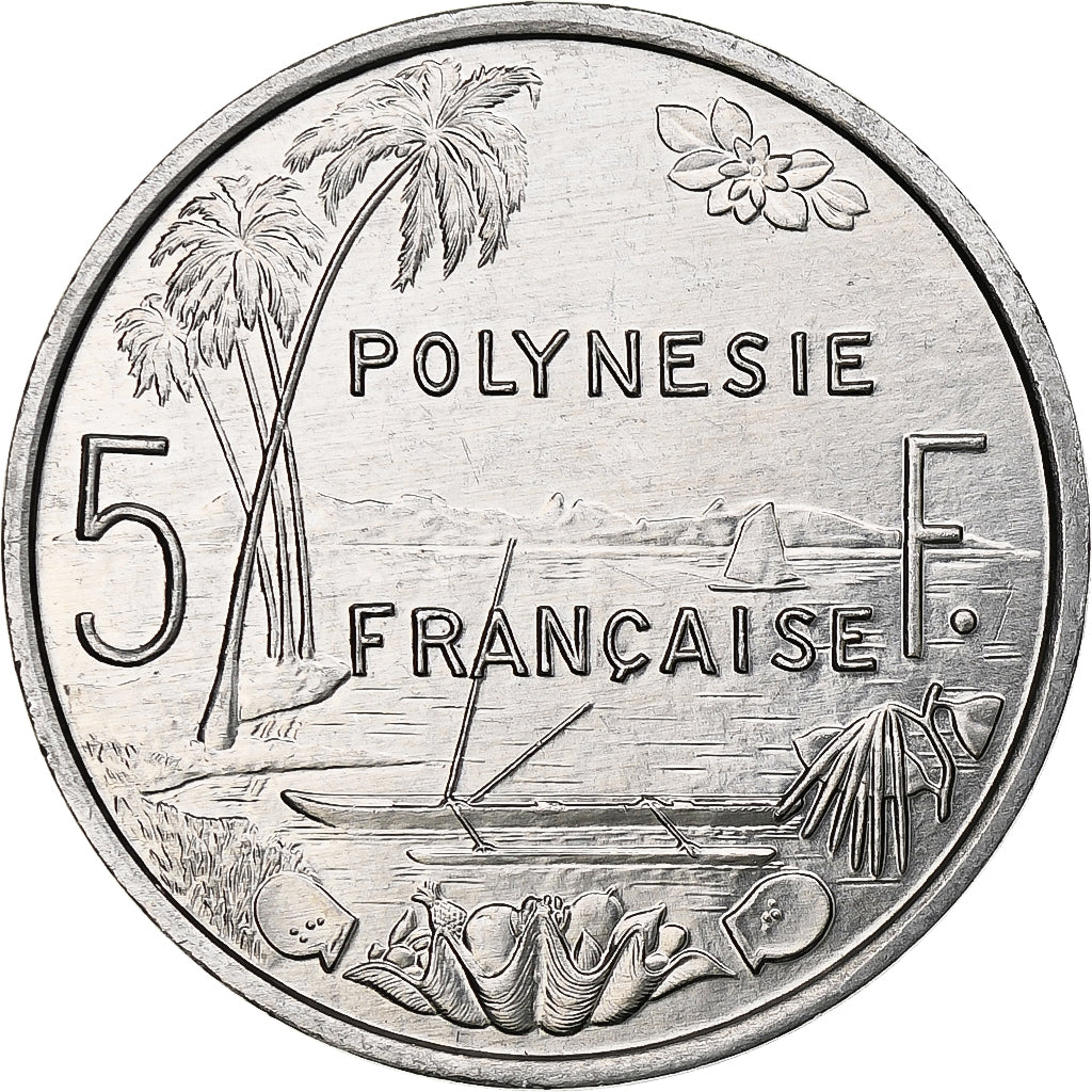 Polinesia francesa, 5 Francs, 1994, Paris, I.E.O.M., Aluminio, SC, KM:12