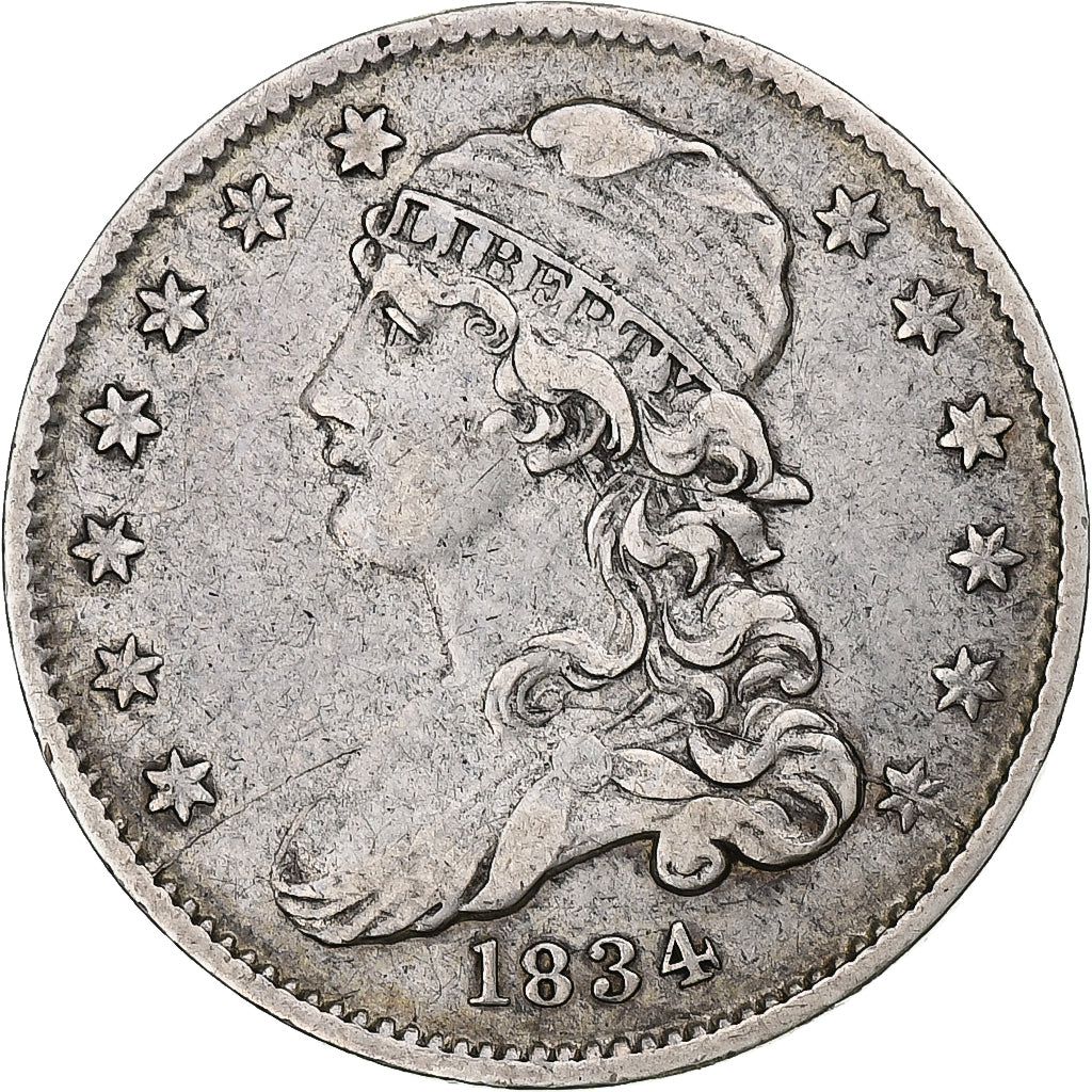 United States, Quarter, Liberty Cap, 1834, Philadelphia, Silver, VF(30-35)