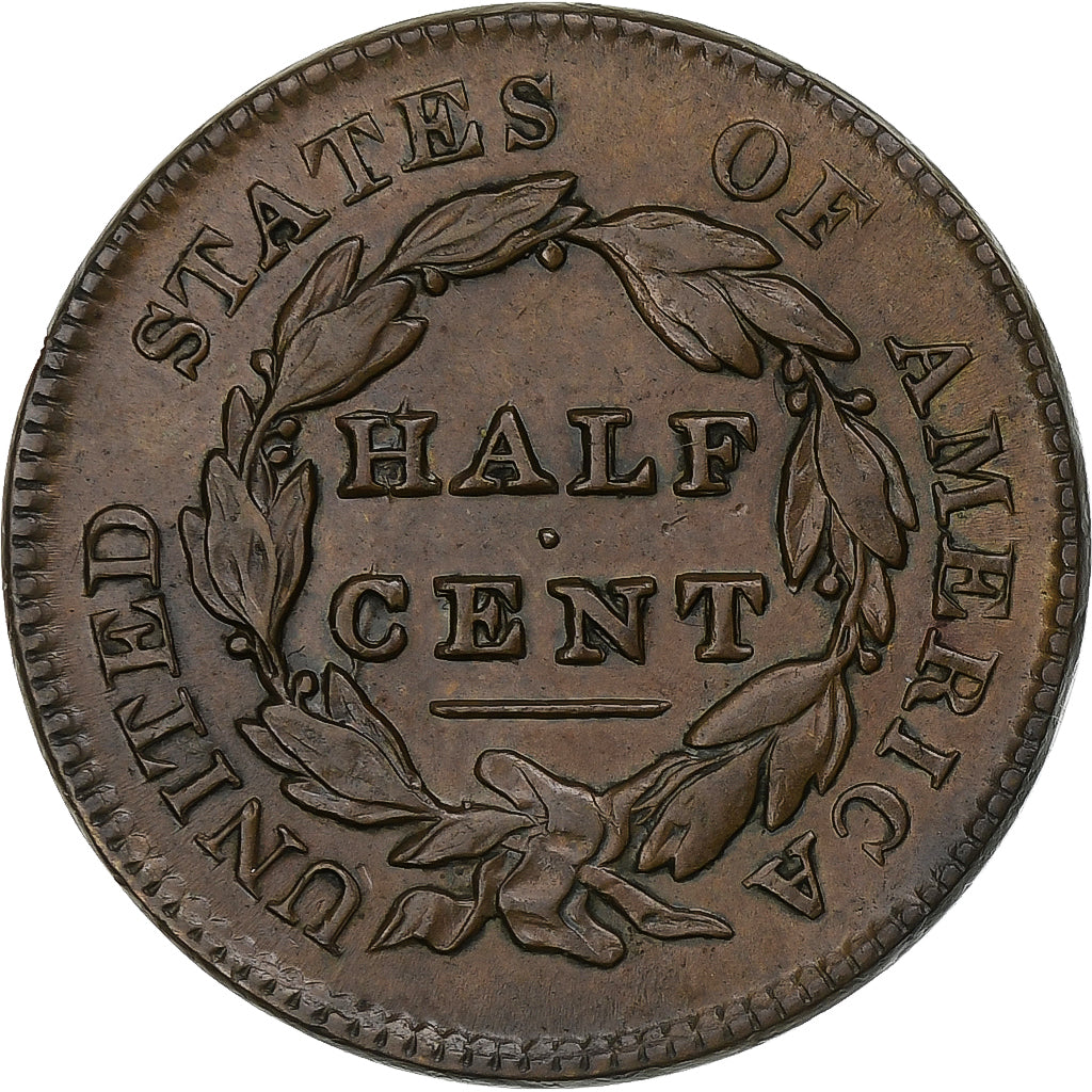 United States, Half Cent, Classic Head, 1829, Philadelphia, Copper, AU(55-58)