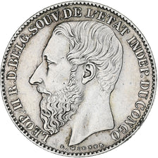 Belgian Congo, Leopold II, 2 Francs, 1887, Brussels, Silver, MS(60-62), KM:7