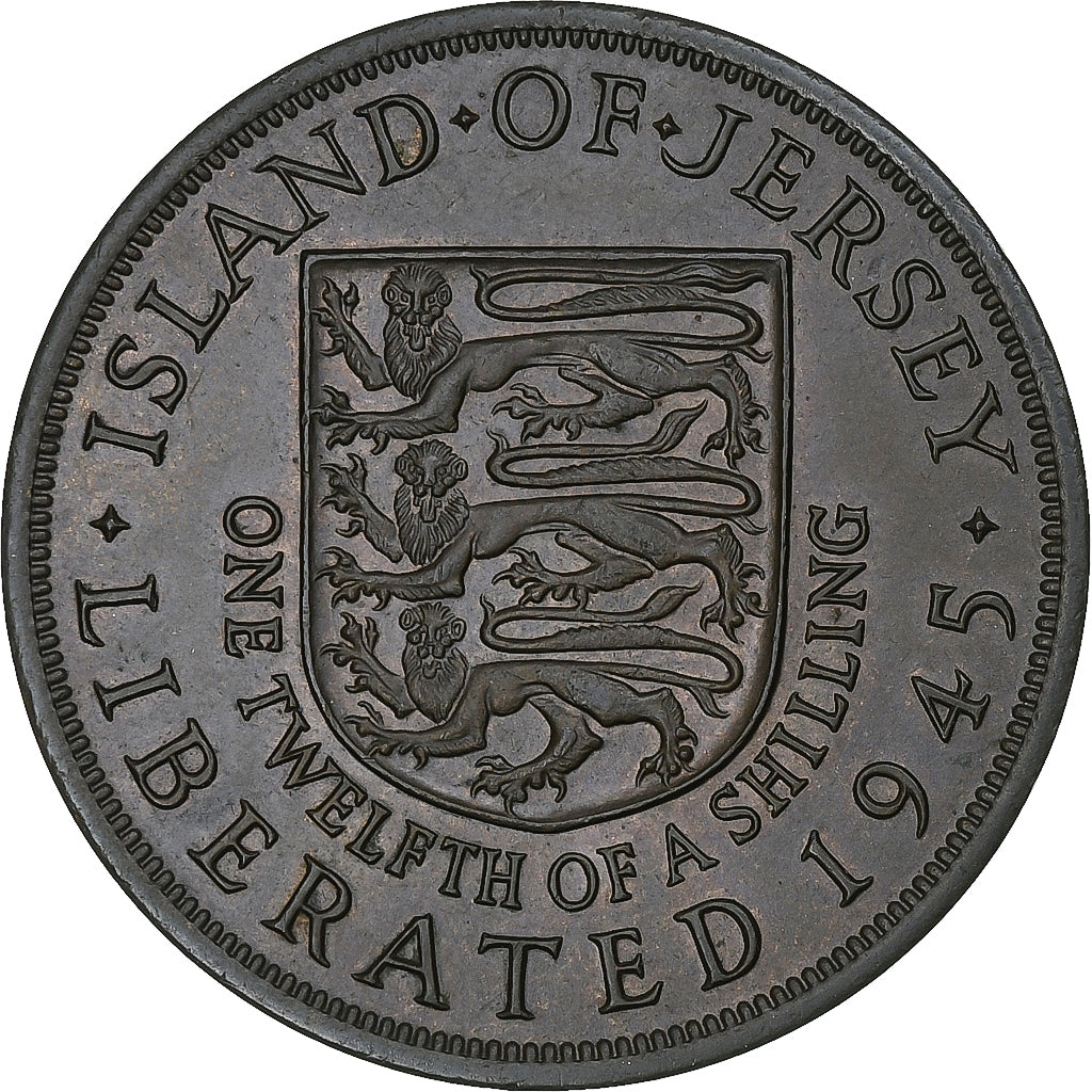 Jersey, 1/12 Shilling, Liberation, 1945, London, Bronze, MS(63), KM:19