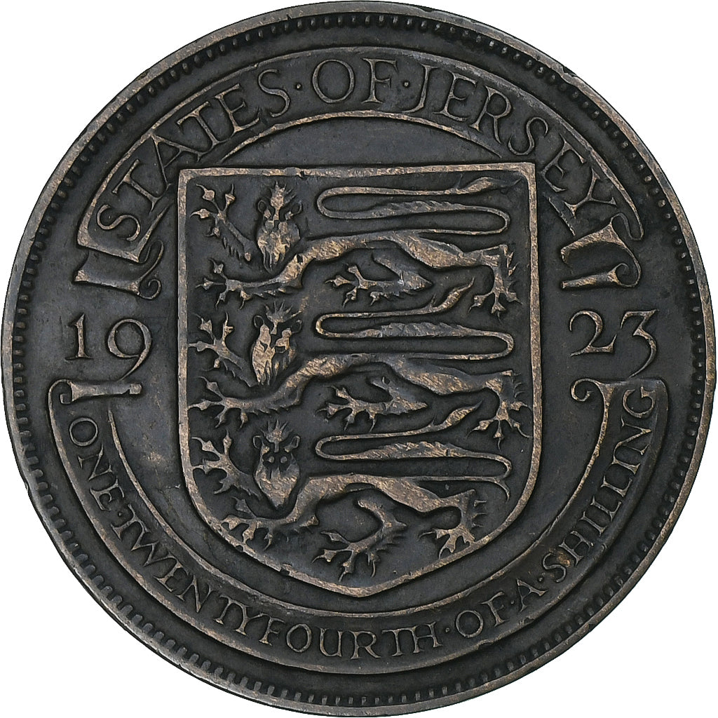 Jersey, George V, 1/24 Shilling, 1923, London, Bronze, AU(50-53), KM:13