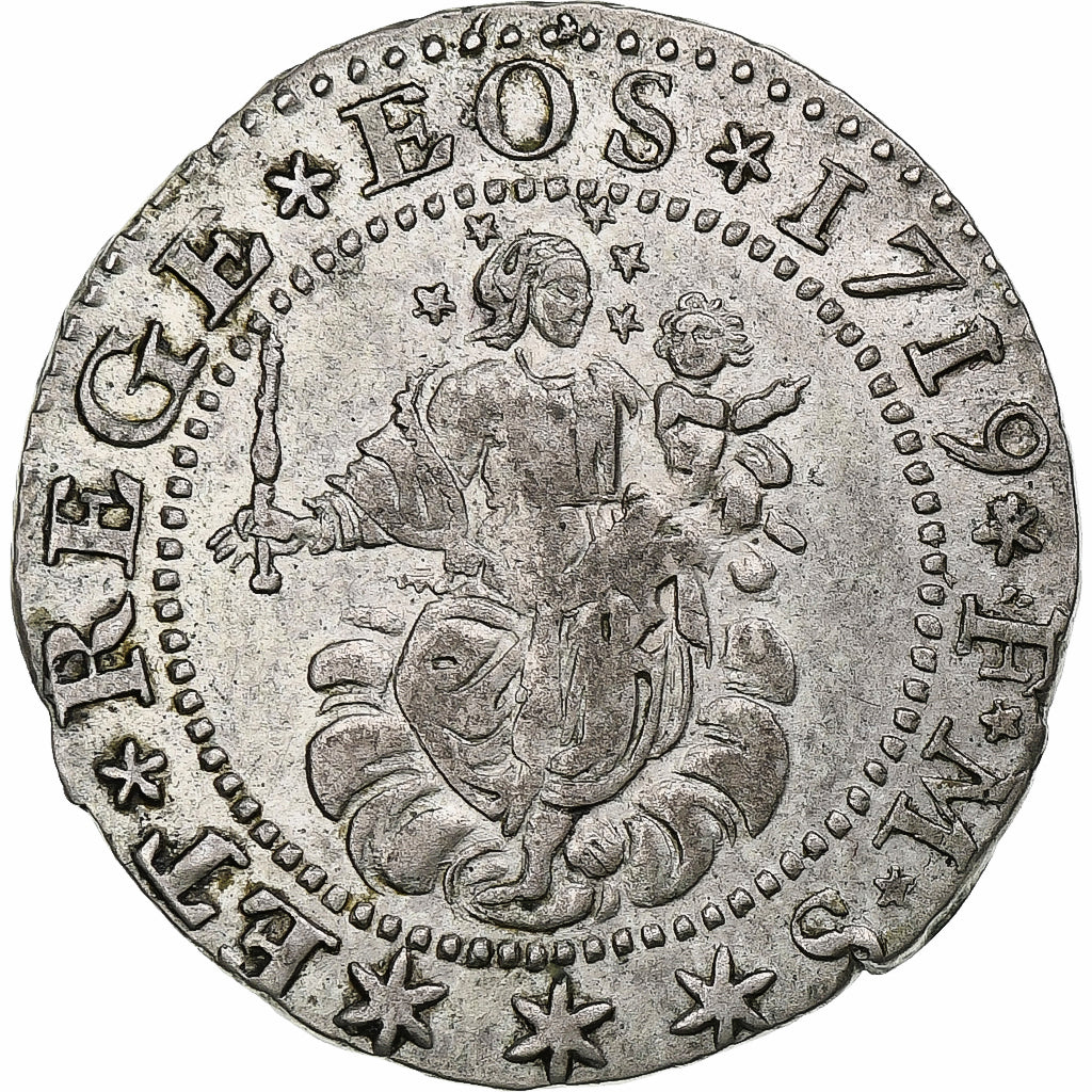 Włochy, Republic of Genoa, 6 Soldi 8 denari, 1719, Genoa, Biennial Doges, Phase