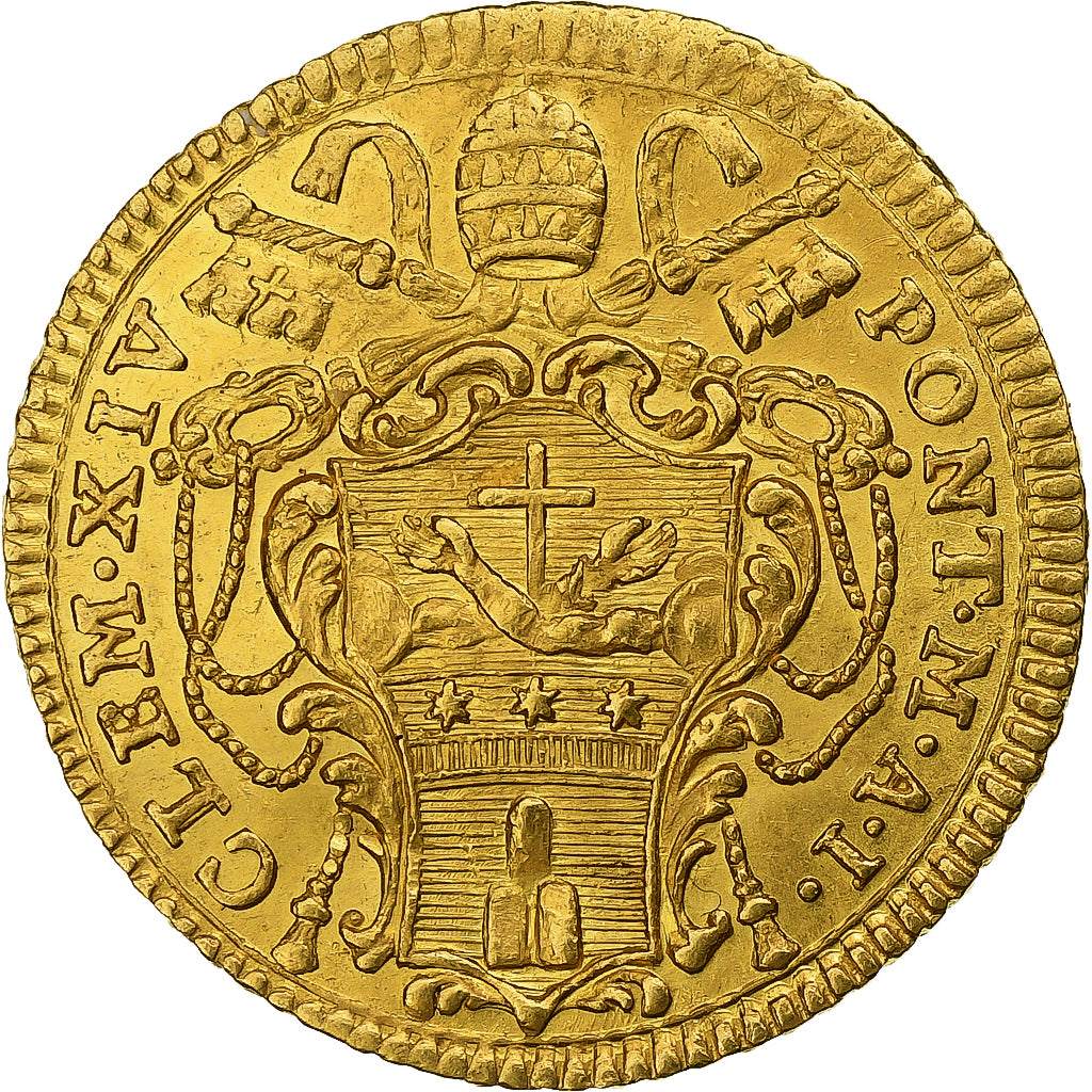 États pontificaux, Clement XIV, Sequin, 1769/Anno I, Rome, Or, SPL, KM:1012
