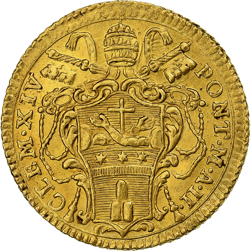 Papal States, Clement XIV, Zecchino, 1770/Anno II, Rome, Gold, MS(60-62)