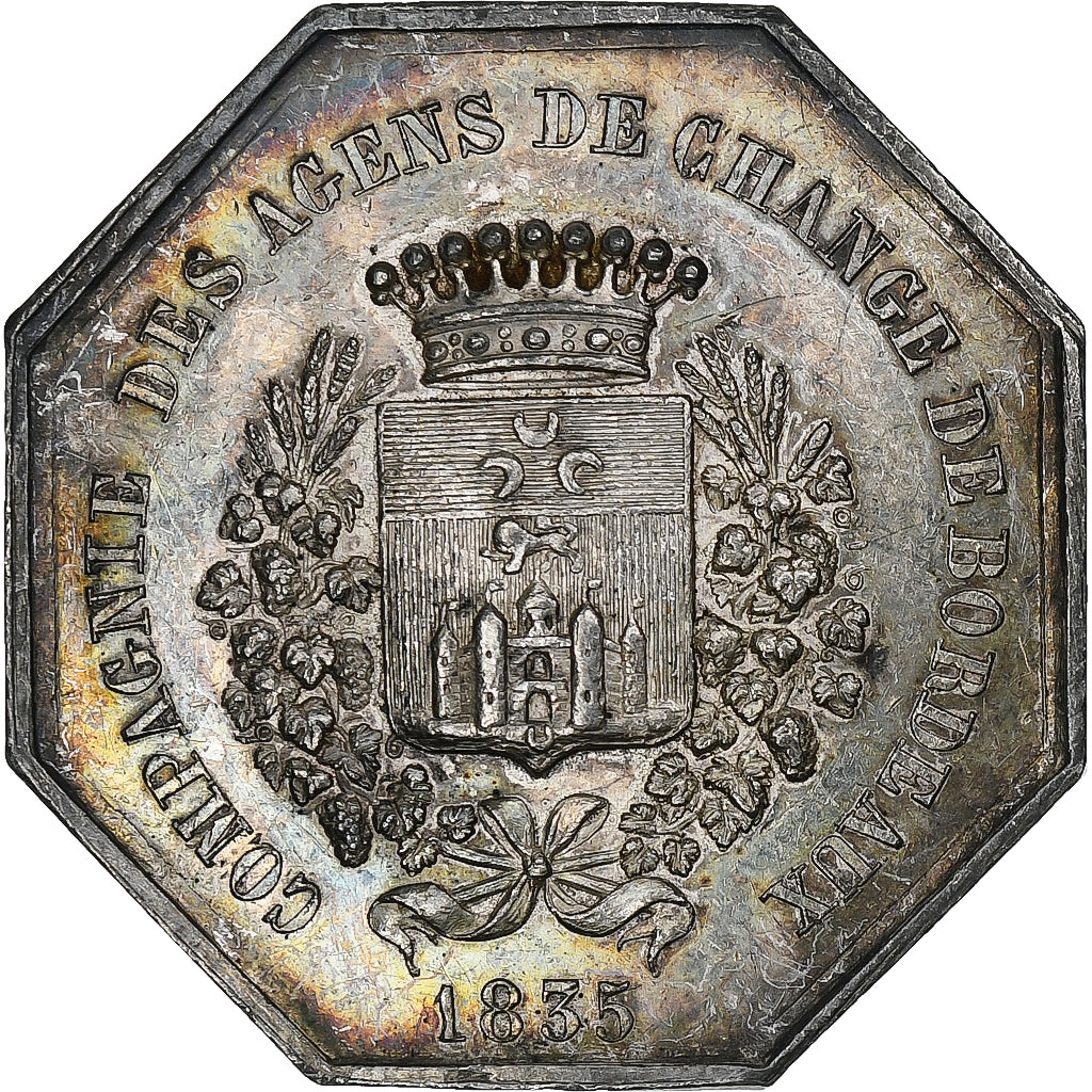 Francia, ficha, Compagnie des Agents de Change de Bordeaux, 1835, Argento