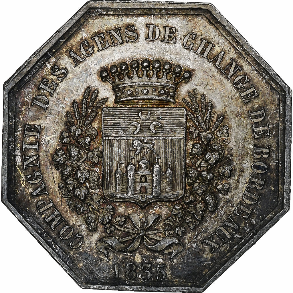Francia, zeton, Compagnie des Agents de Change de Bordeaux, 1835, Plata