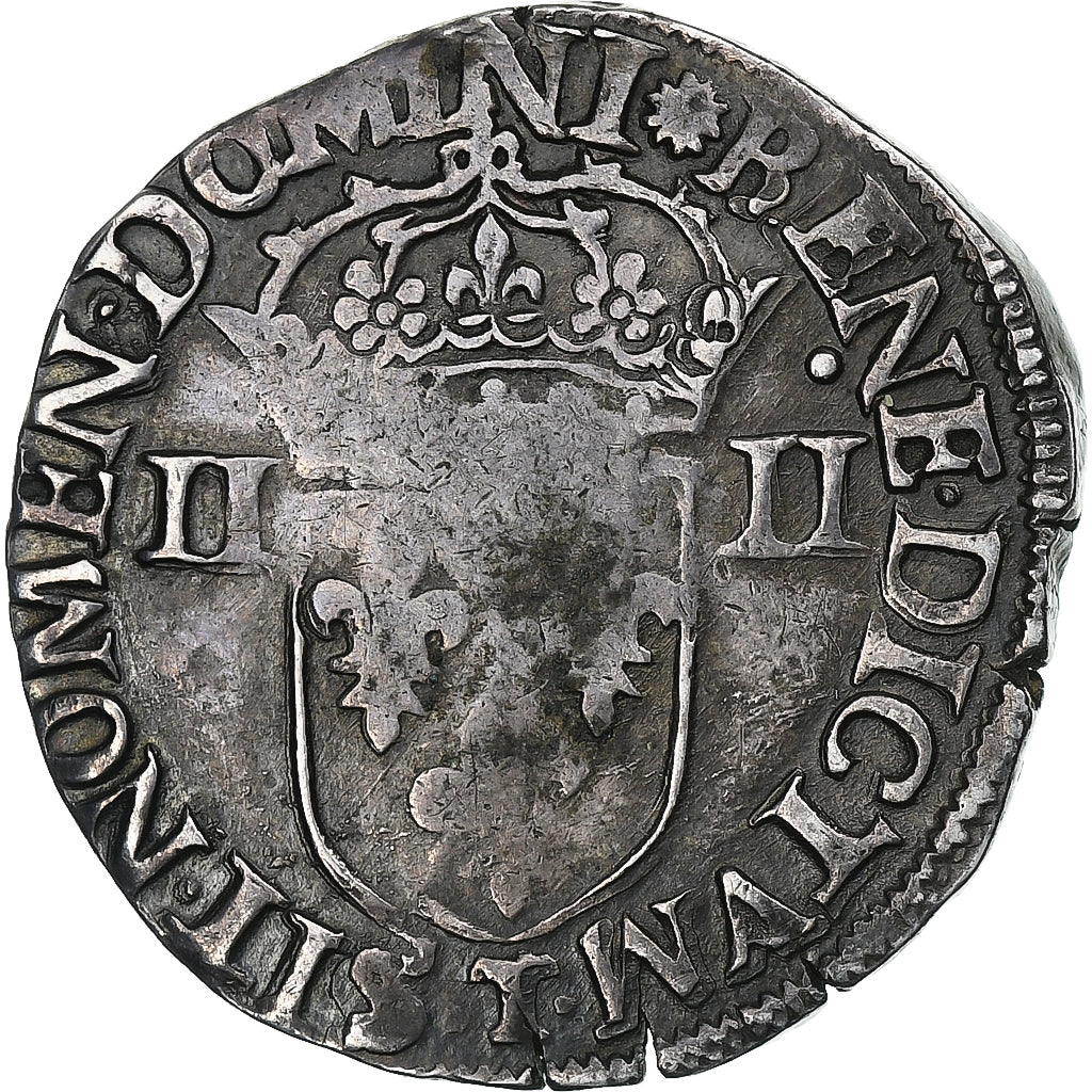Francja, Henri III, 1/4 Ecu, 1582, Nantes, Srebro, VF(30-35), Gadoury:494