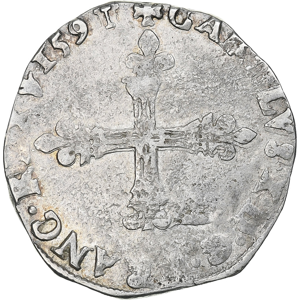 Francia, Charles X, 1/4 Ecu, 1591, Paris, Argento, MB+, Gadoury:521