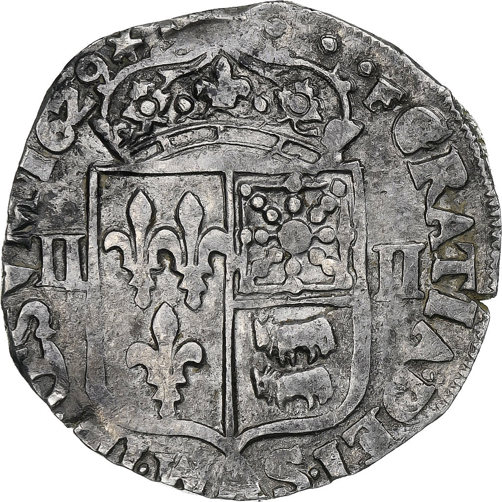 Frankrijk, Louis XIII, 1/4 Ecu de Béarn, 1629, Morlaas, Zilver, ZF, Gadoury:30