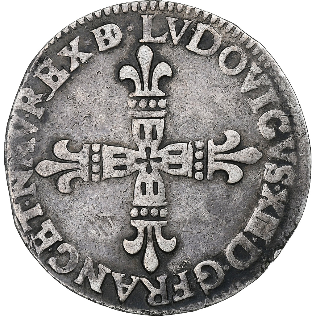 Frankrijk, Louis XIII, 1/4 Ecu de Béarn, 1610, Pau, Zilver, ZF, Gadoury:30